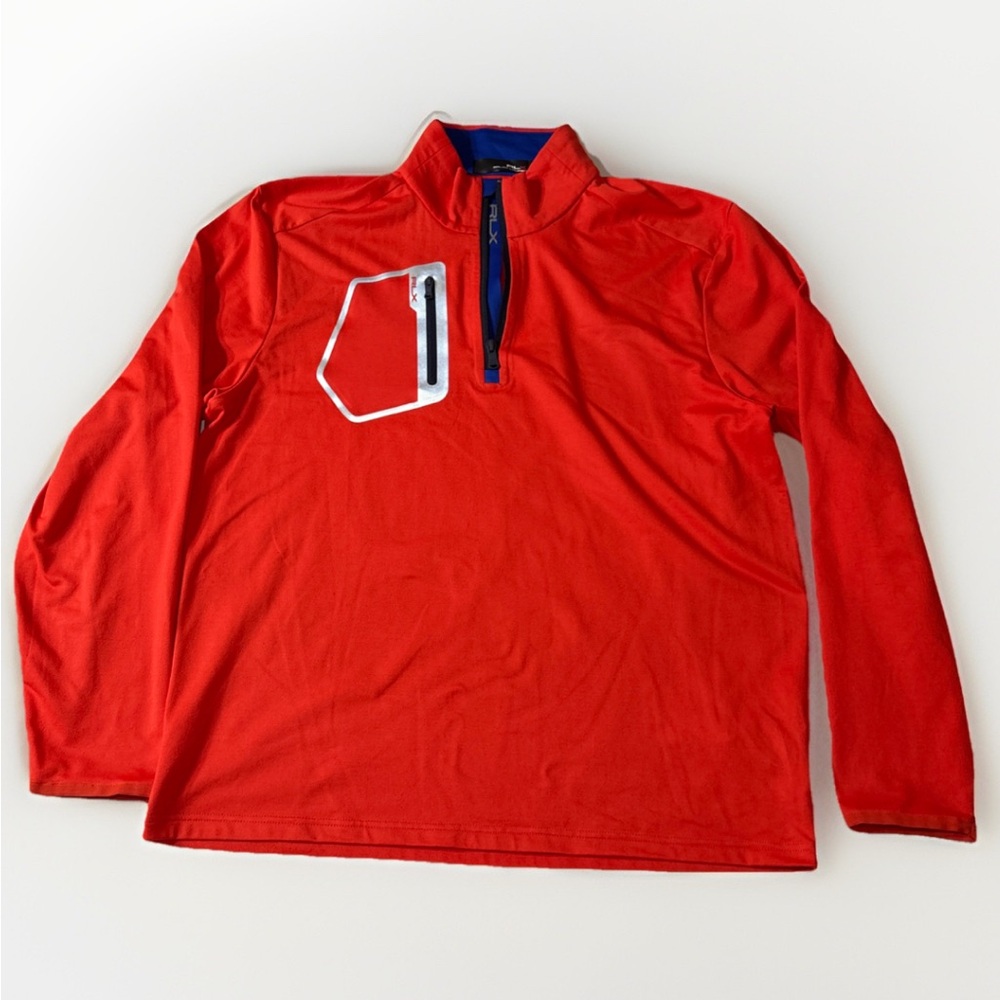 RLX Ralph Lauren Orange and Blue Quarter-Zip Pullover